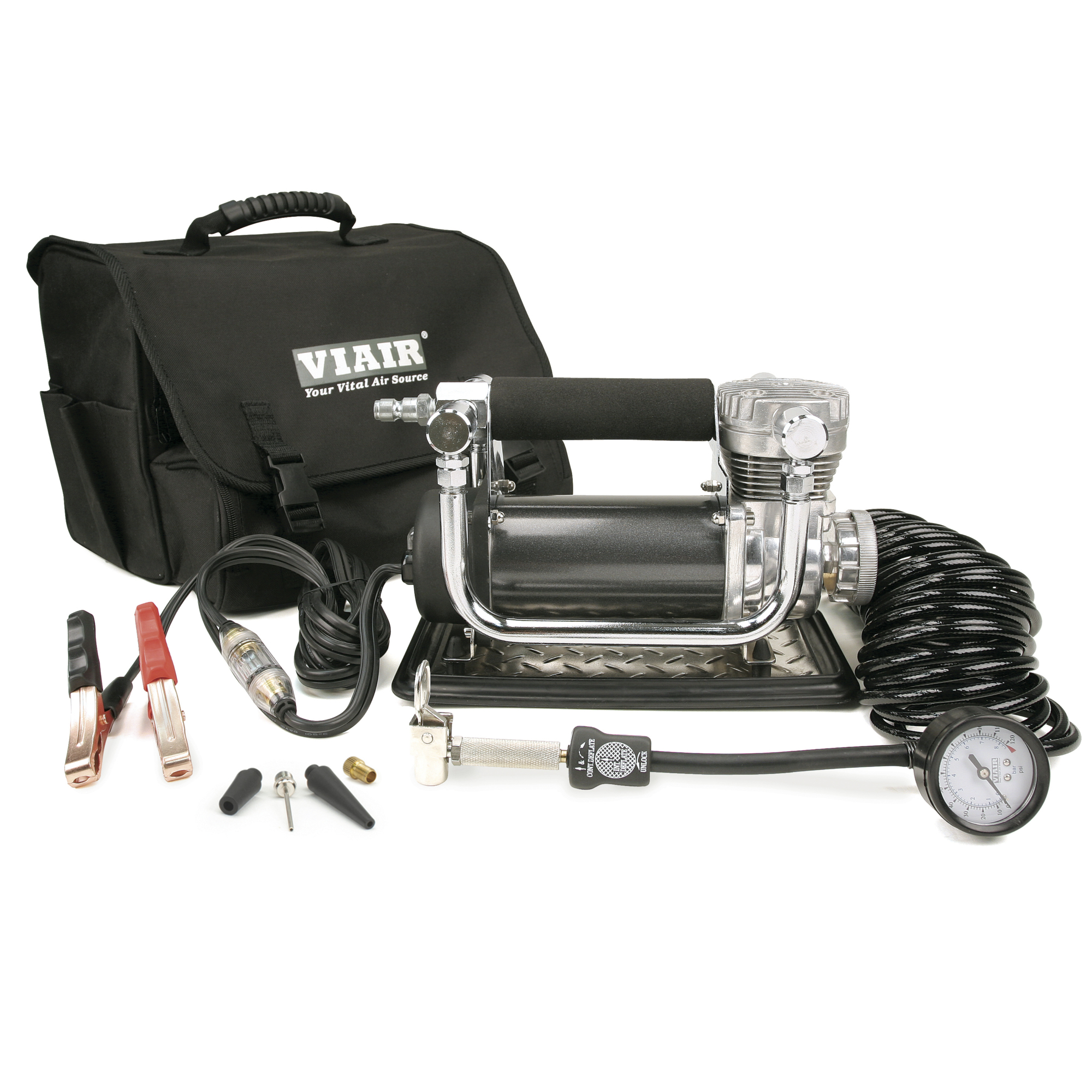 Viair, 440P Portable Air Compressor Tire Inflator, Horsepower 0.25 HP, Air Tank Size 0 Gal, Volts 12 Model# 44043
